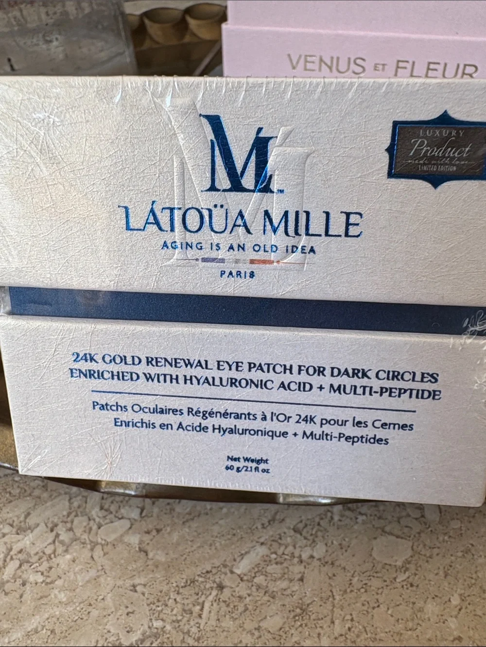Latoua Mille 24K Gold Renewal Eye Patch for Dark Circles Hyaluronic Acid NWT